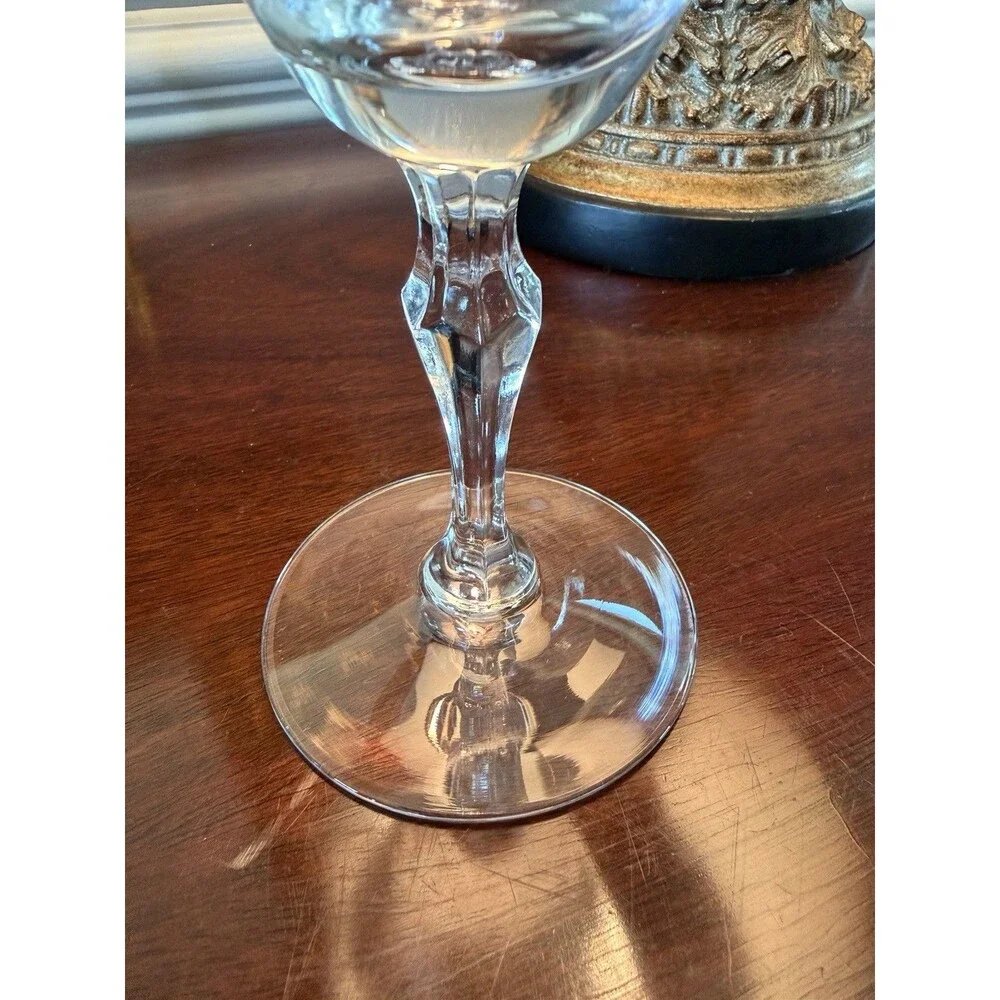8 Vintage Signed Fostoria Sweetheart Rose Crystal Water Goblets Glasses 7